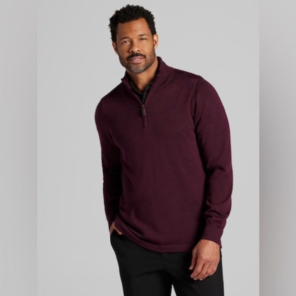 Joseph Abboud Extra Fine Merino Wool Sweater‎ in Deep Burgundy